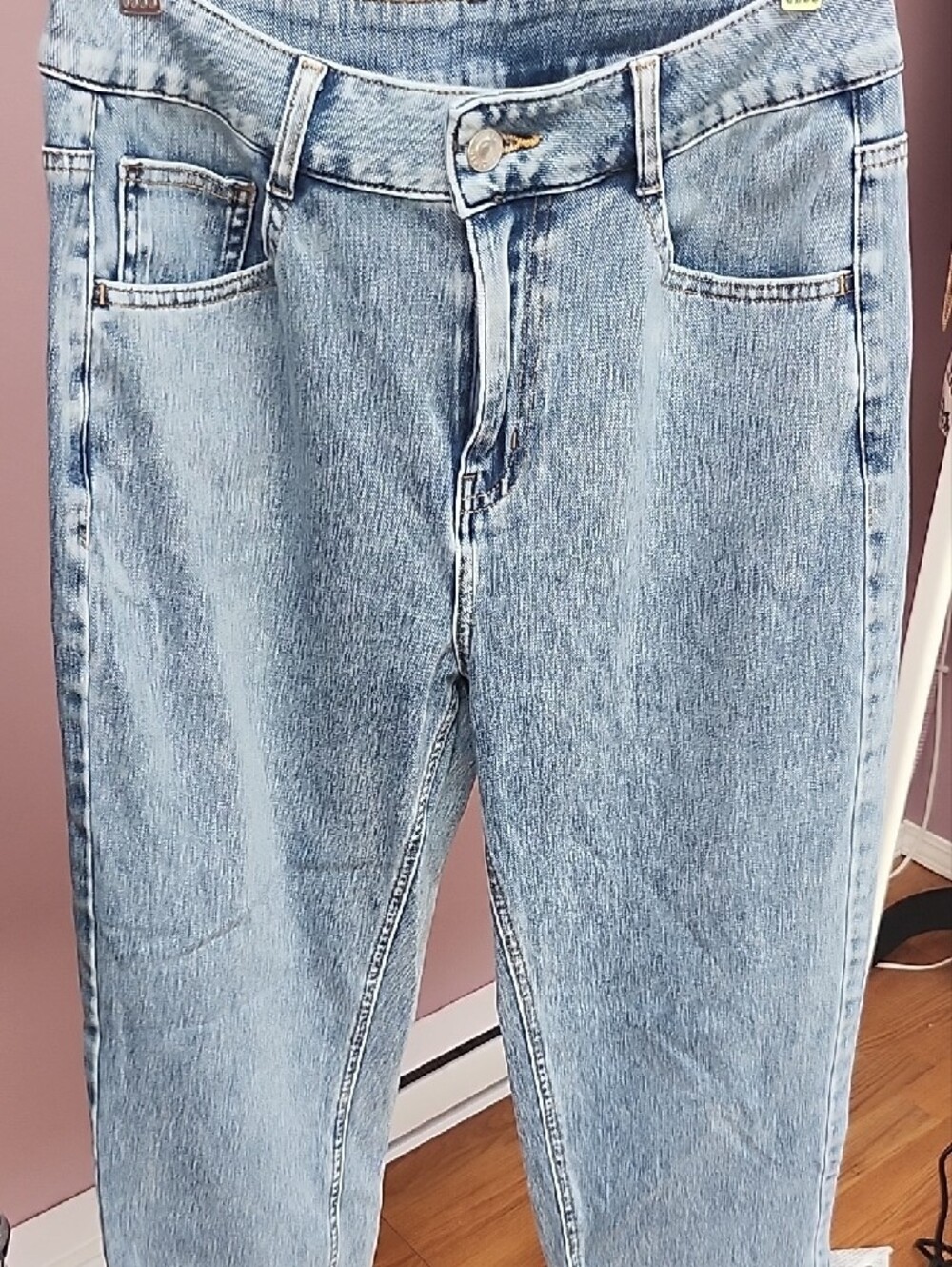 Halara Flex High Waisted Zipper Pockets Straight Leg Casual Jeans Tide Blue